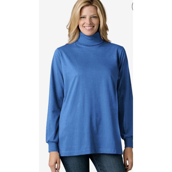 NWOT Only Necessities Women's Plus L 18-20 Long Sleeve Bright Cobalt Turtleneck - Picture 2 of 5